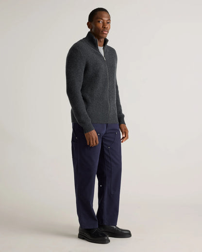 Mongolian Cashmere Fisherman Full Zip Sweater - S / Teak