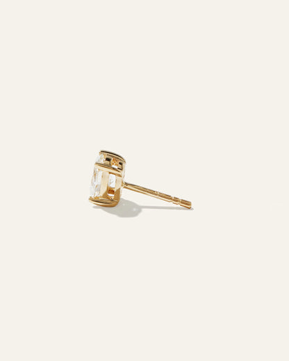 14K Gold Lab Grown Diamond Oval Solitaire Studs - 2ctw - One Size / Yellow Gold