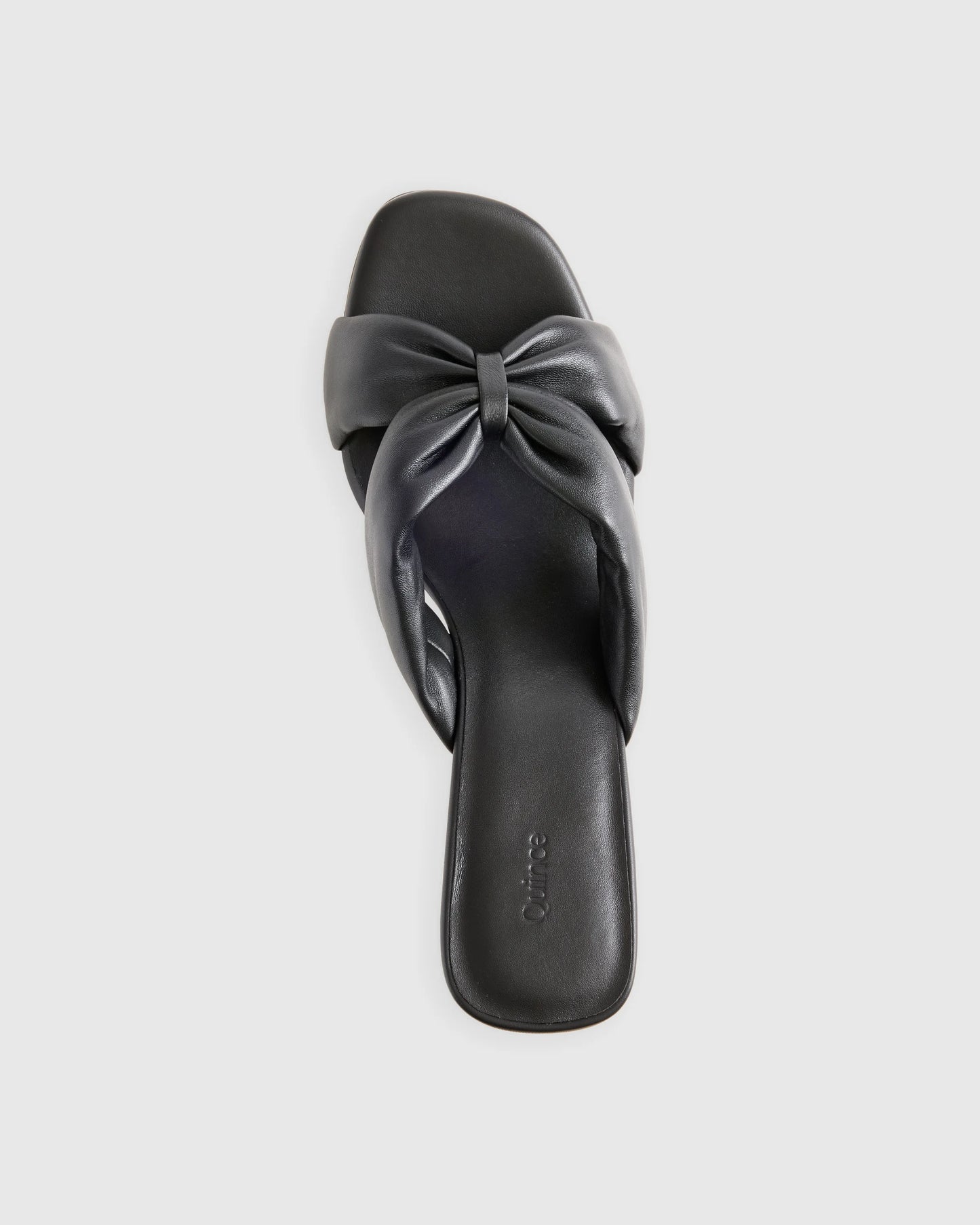 Italian Leather Twist Mid Heel Mule - 5 / Almond