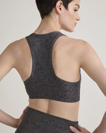 Ultra-Soft V-Neck Racerback Bra - XS / Heather Black