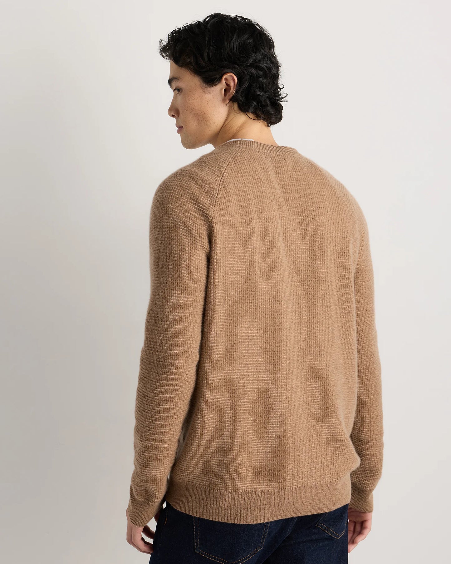 Mongolian Cashmere Waffle Sweatshirt - S / Faded Denim