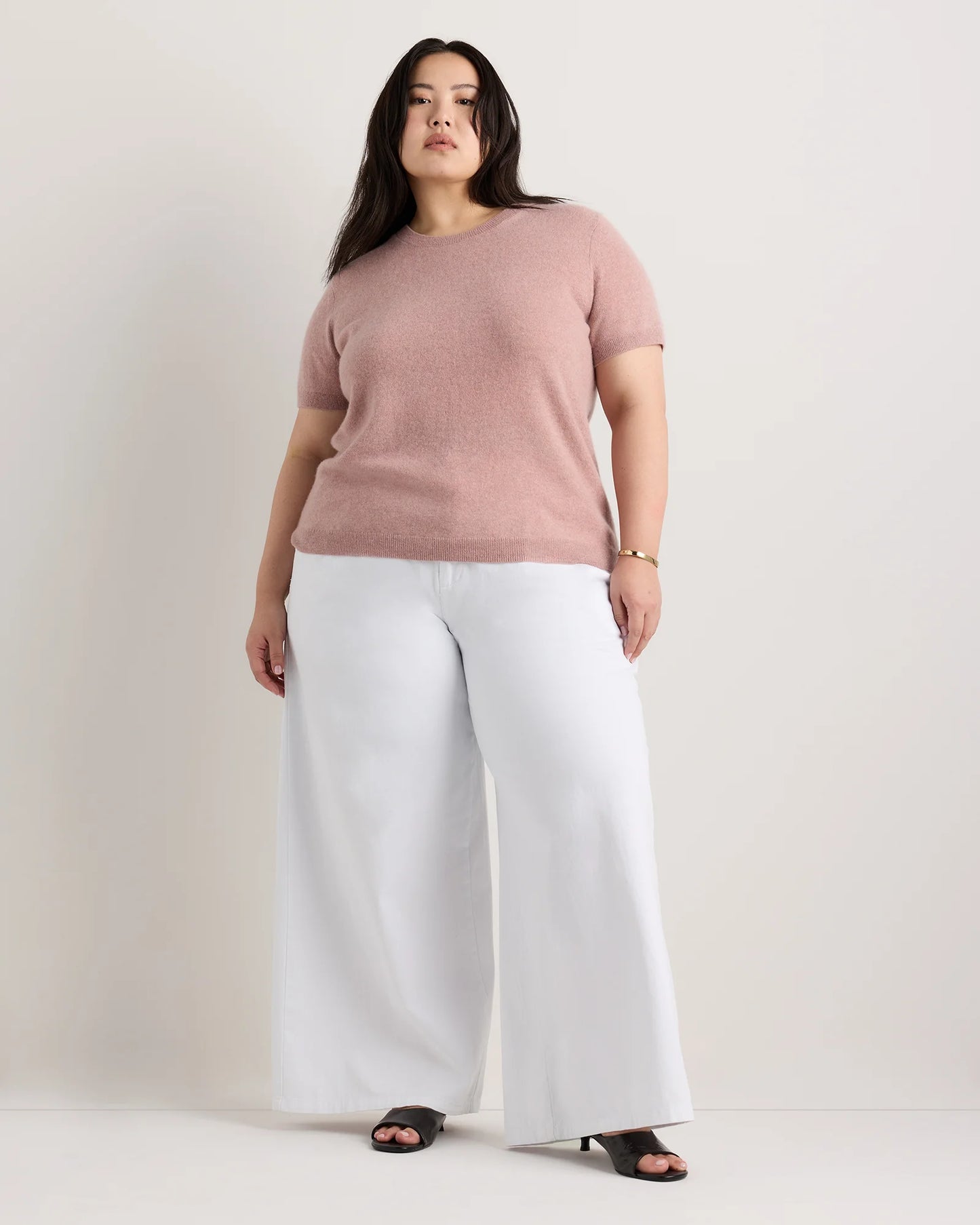 Mongolian Cashmere Tee - 1X / Heather Vintage Pink