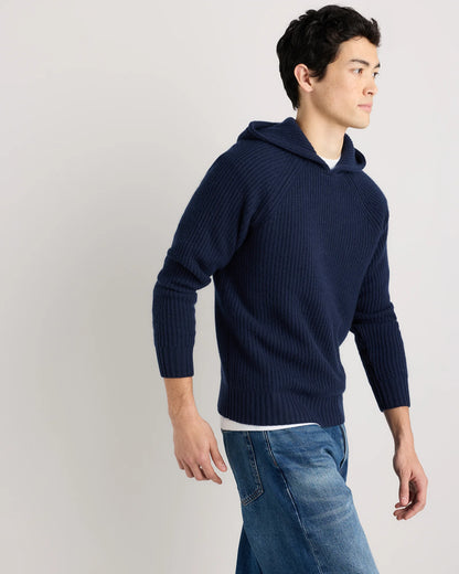 Mongolian Cashmere Fisherman Pullover Hoodie - S / Black