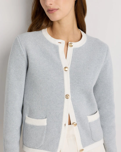 100% Organic Cotton Sweater Jacket - XS / Black/Ivory Colorblock