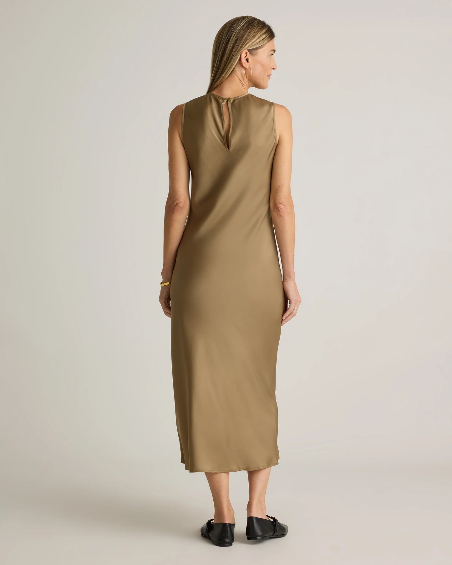 Washable Stretch Silk Tank Midi Dress - XS / Cordovan Red Hibiscus