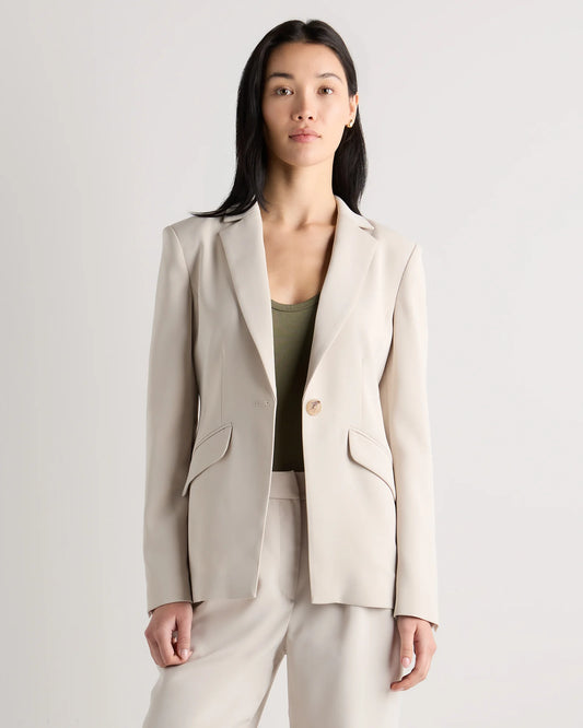 Stretch Crepe Cinched Waist Blazer - XS / Sand