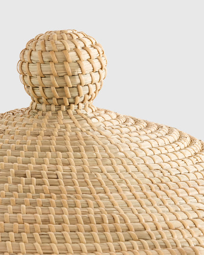 Handwoven Seagrass Lidded Storage Baskets (Set of 3) - Set of 3 (S/M/L) / White Wash