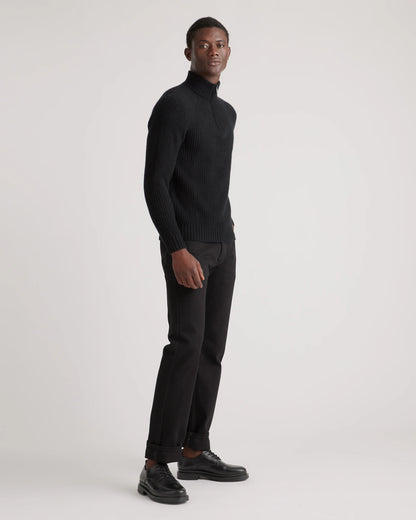 Mongolian Cashmere Fisherman Quarter Zip Sweater - S / Navy Marl
