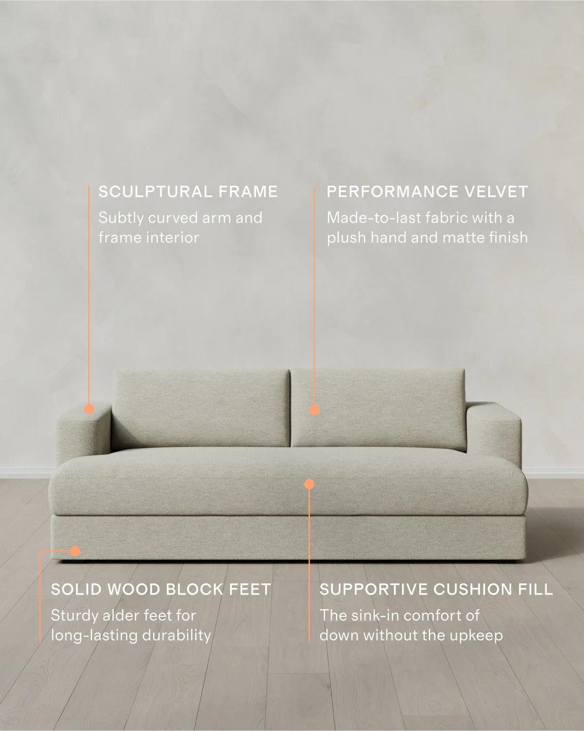 Sierra Curved Arm Sofa in Performance Basketweave - 7ft / Flax