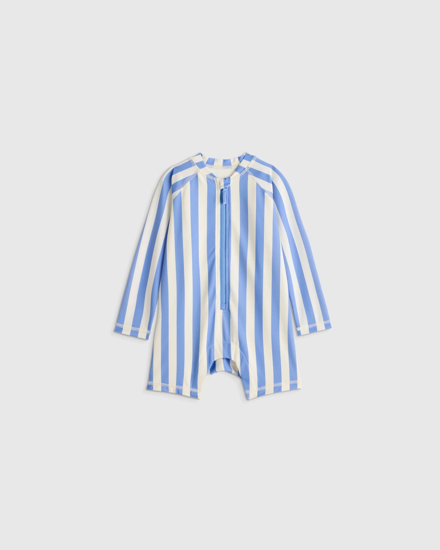 Long Sleeve Zip-Up Rash Guard One-Piece - 2T / Peri Beach Stripe