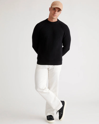 100% Organic Cotton Fisherman Crew Sweater - S / Speckled Beige