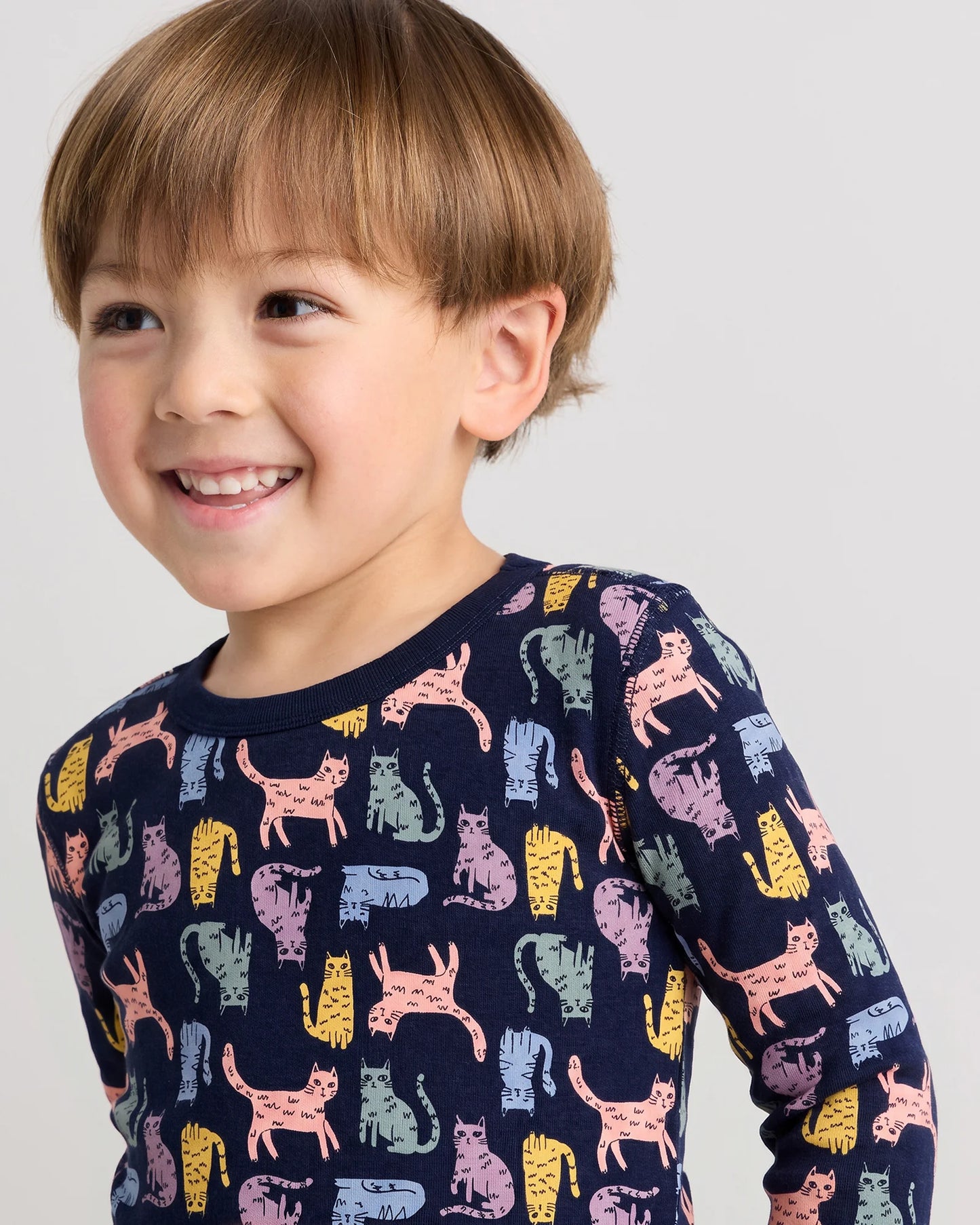 100% Organic Cotton Long Sleeve and Pant Pajama Set - 2T / Navy Stripe