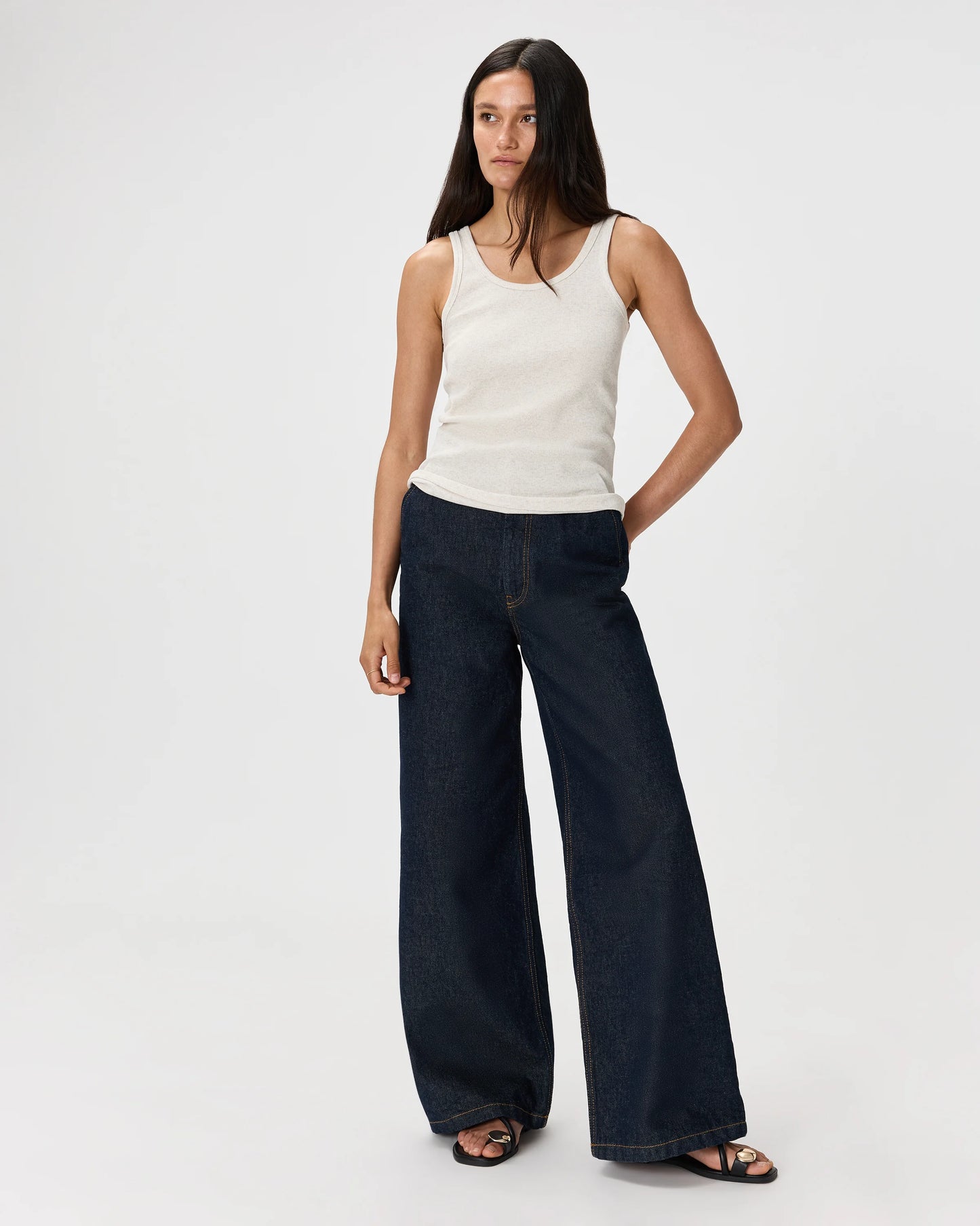 Organic Cotton Micro-Rib Scoop Neck Tank - XS / Moonstone Blue