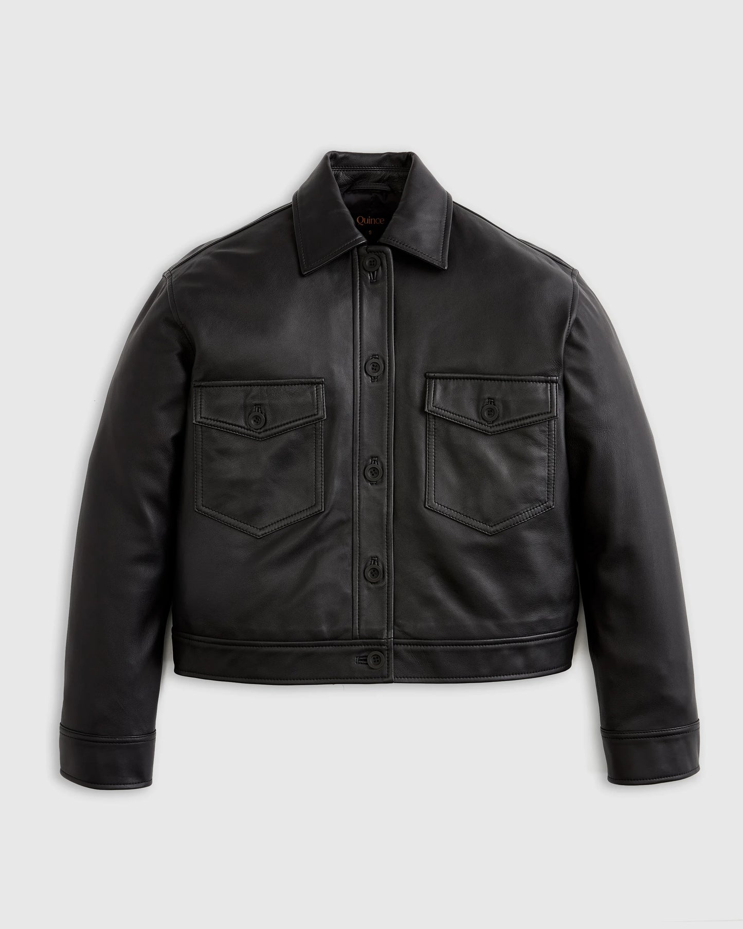 100% Leather Cropped Jacket - XS / Rich Brown