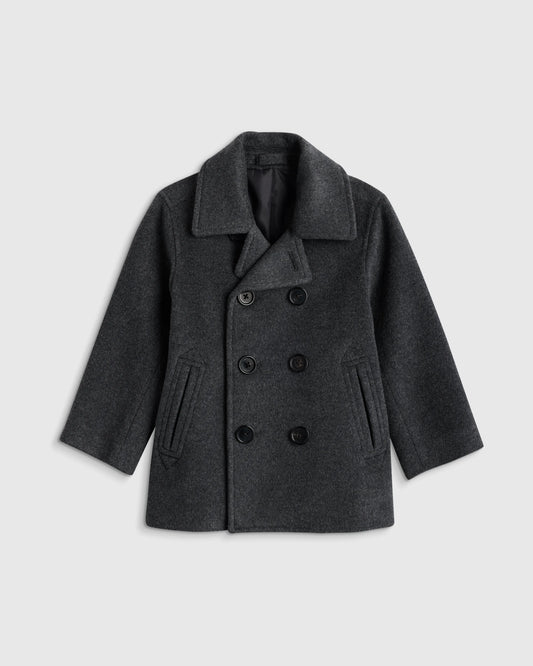Boys Wool Cashmere Peacoat - 2T / Heather Charcoal