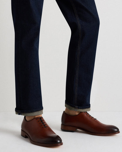 Calfskin Leather Plain Toe Oxford - 7 / Black
