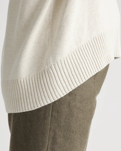 100% Organic Cotton Boyfriend Crew Sweater - XS / Speckled Beige