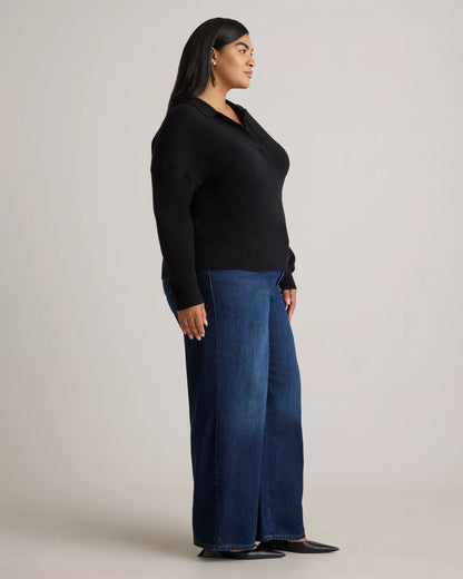 Mongolian Cashmere Polo Sweater - 1X / Ivory