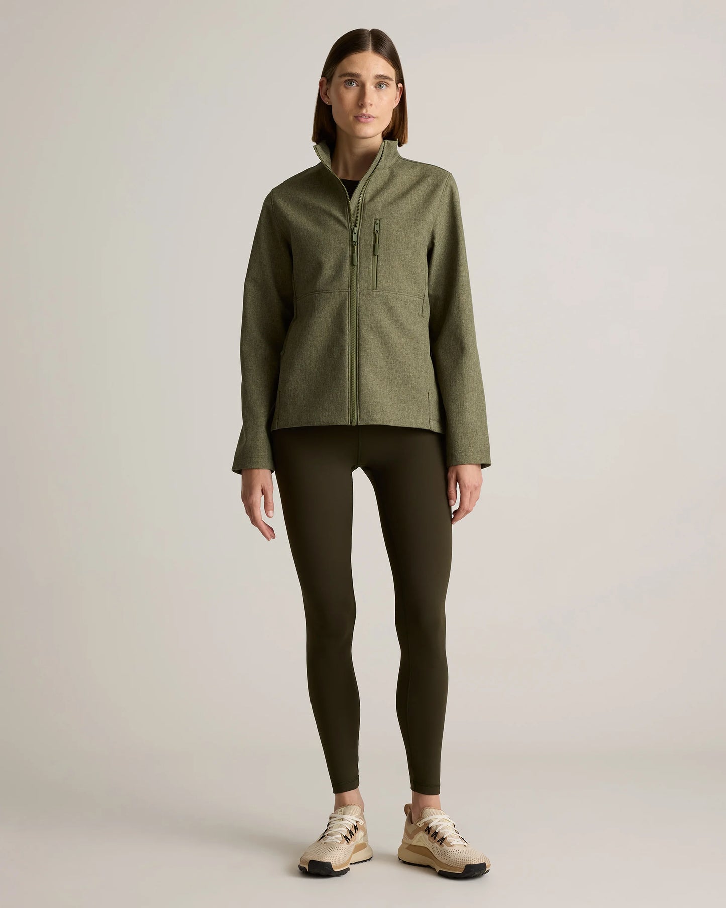 Softshell Fleece-Lined Full-Zip Jacket - XS / Heather Deep Navy