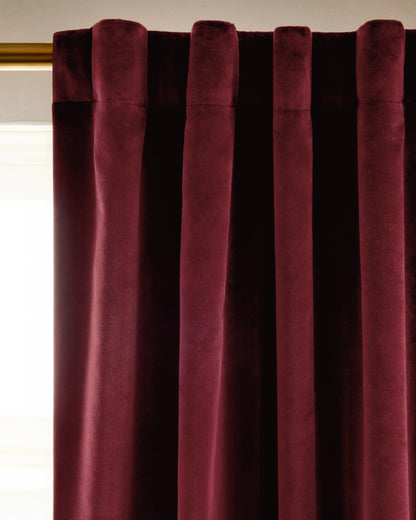 Cotton Velvet Room Darkening Curtain - Single Panel - 48x84 / Ivory
