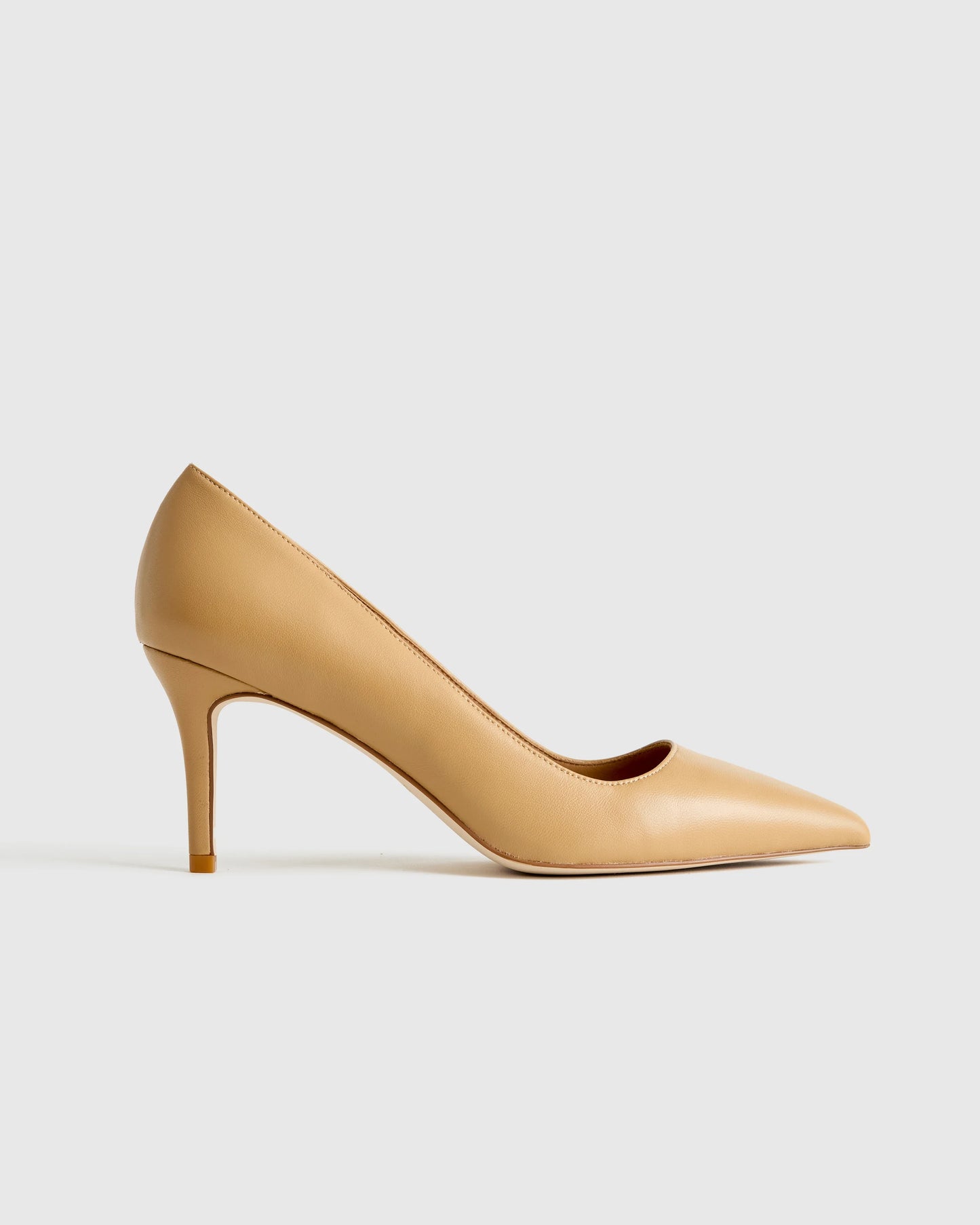 Italian Leather 75mm Pointy Toe Pump - 5 / Cashew