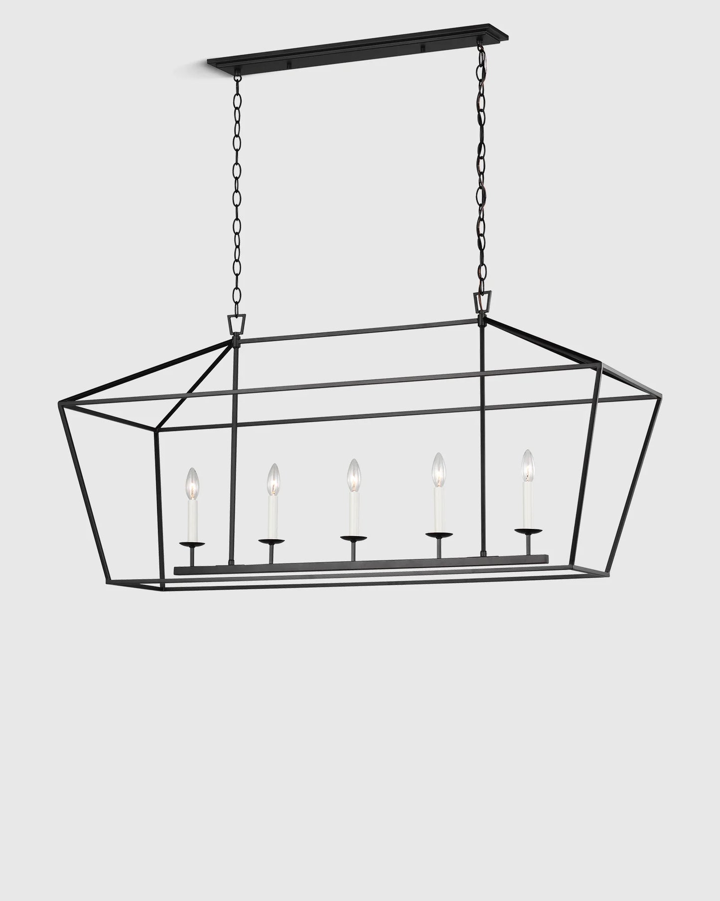 Traditional Steel Linear Lantern Chandelier - One Size / Brass