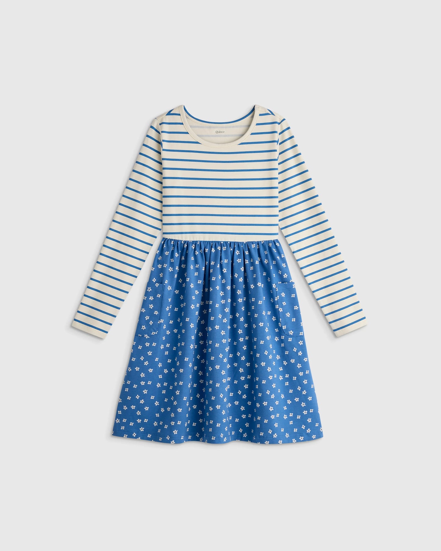 Organic Cotton Long Sleeve Fit and Flare Pocket Dress - 2T / Purple Poppy Garden