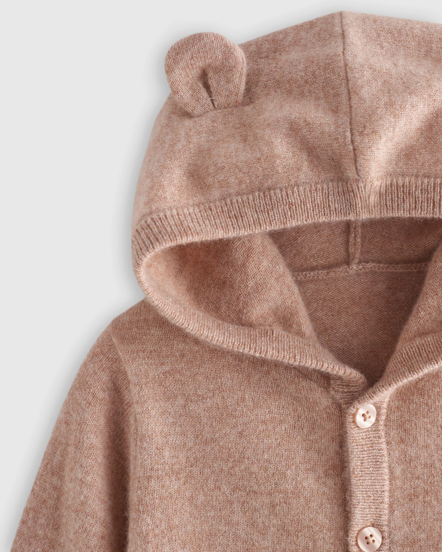 Washable Cashmere Hooded Cardigan - 0-3M / Oatmeal