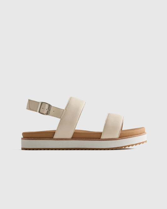 Italian Leather Platform Sandal - 5 / Bone