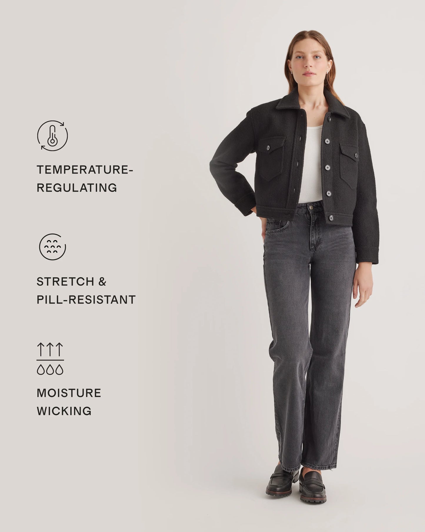 100% Merino Wool Cropped Shirt Jacket - XS / Mulled Wine