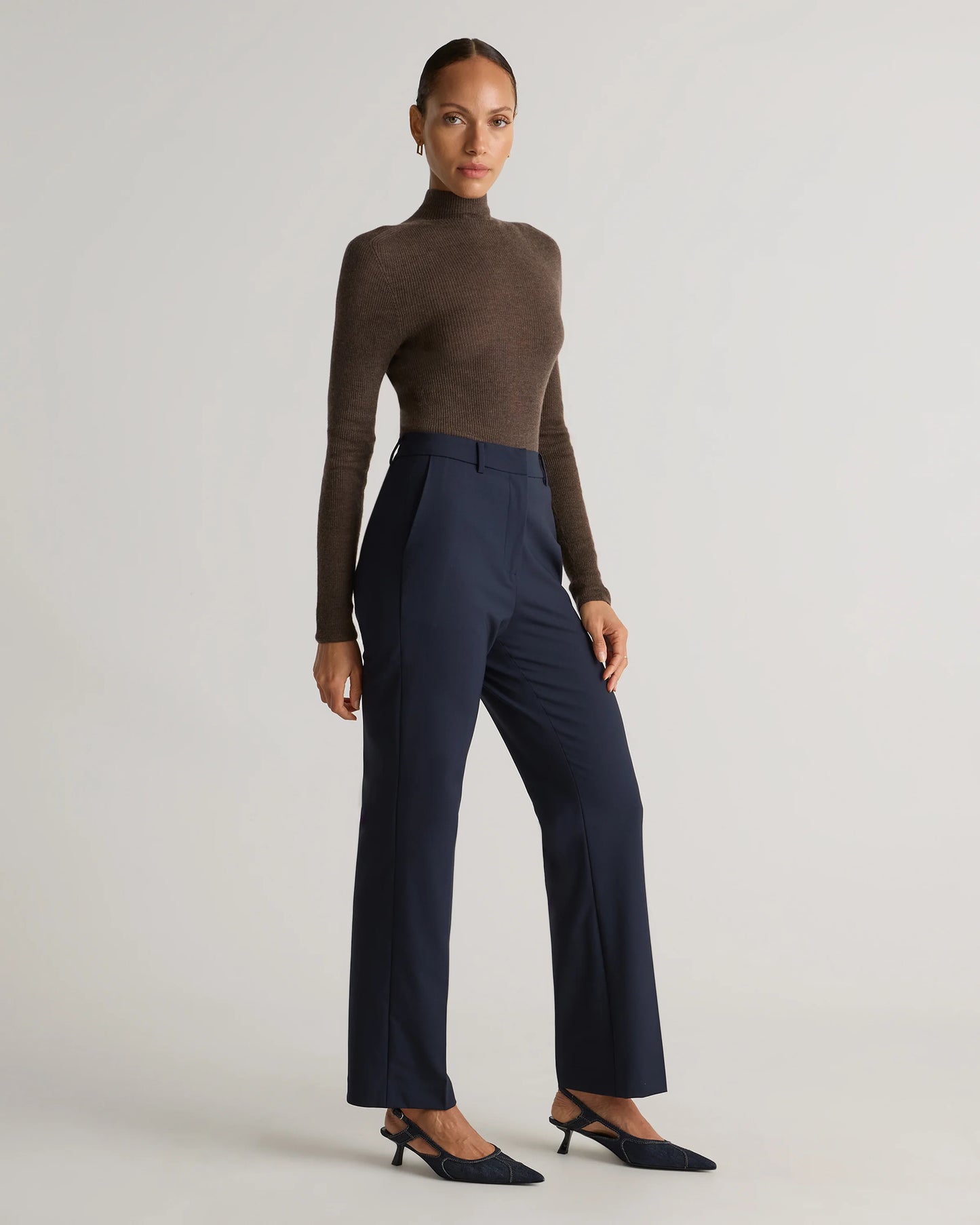 Italian Wool Straight Leg Pants - 0 / Black
