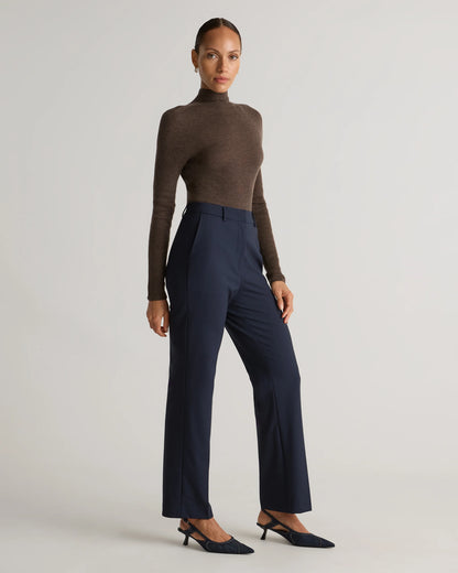 Italian Wool Straight Leg Pants - 0 / Black