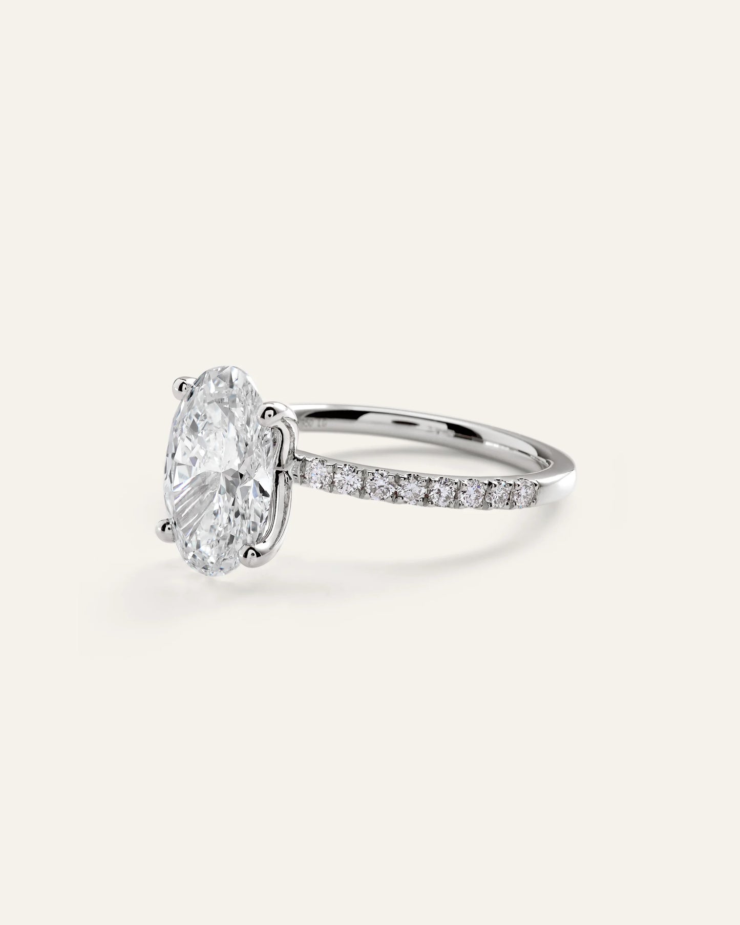 Lab Grown Diamond Oval Petite Pave Engagement Ring - 3ct - 4 / Yellow Gold