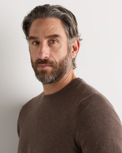100% Organic Cotton Pique Crewneck Sweater - S / Moonstone Blue