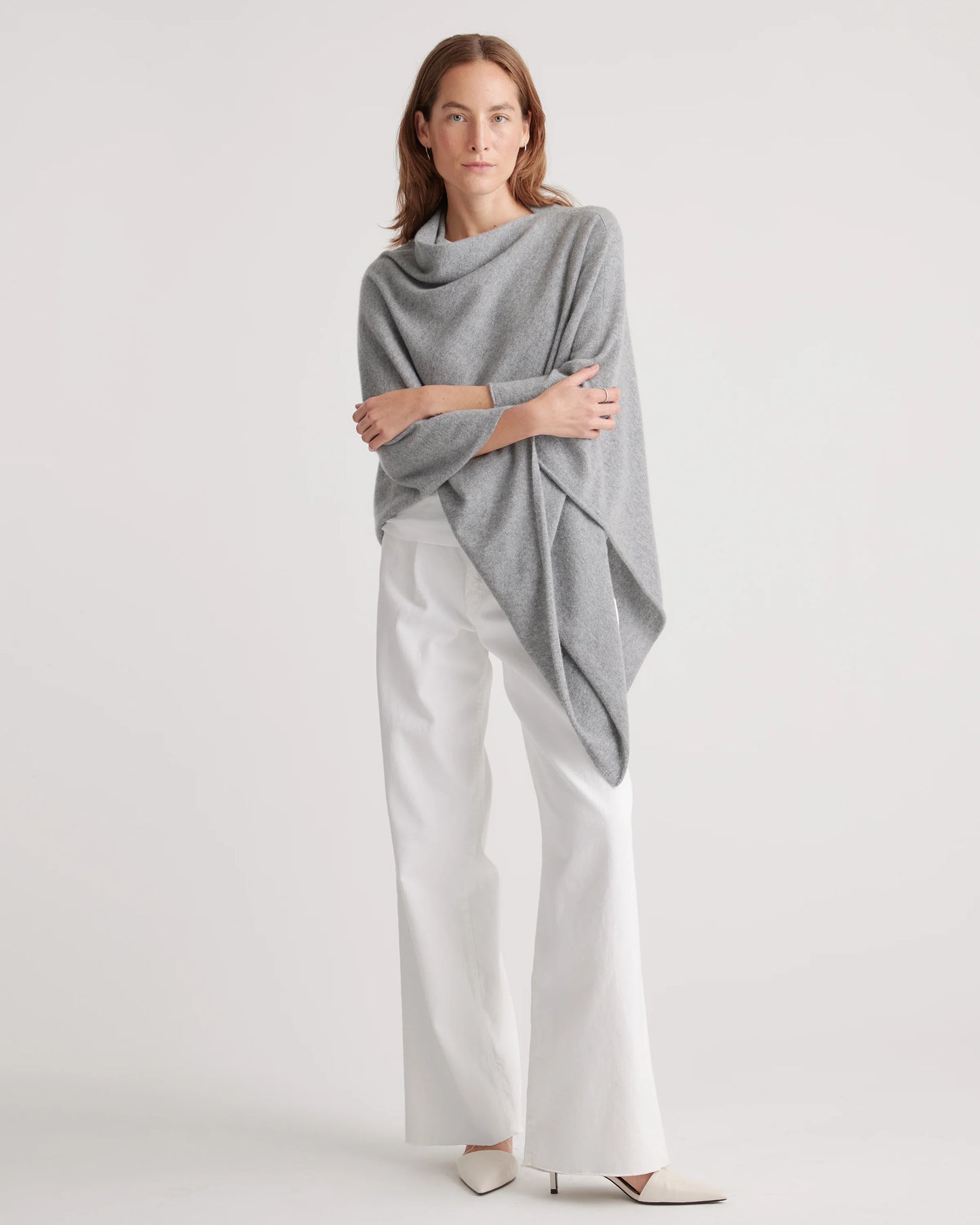 Mongolian Cashmere Poncho - One Size / Heather Grey