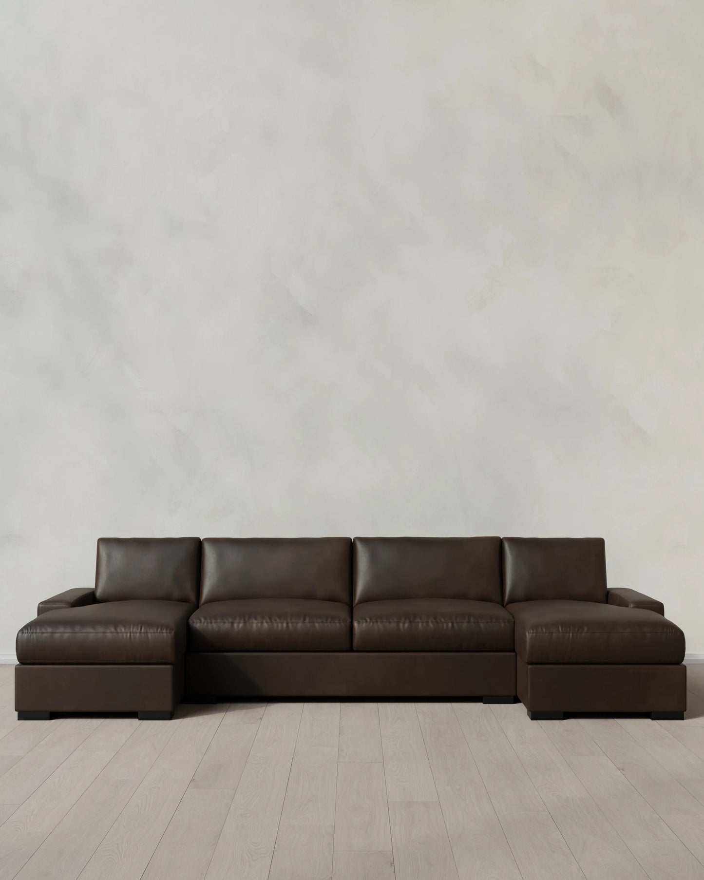 Stillman U Sectional in Leather - One Size / Auburn