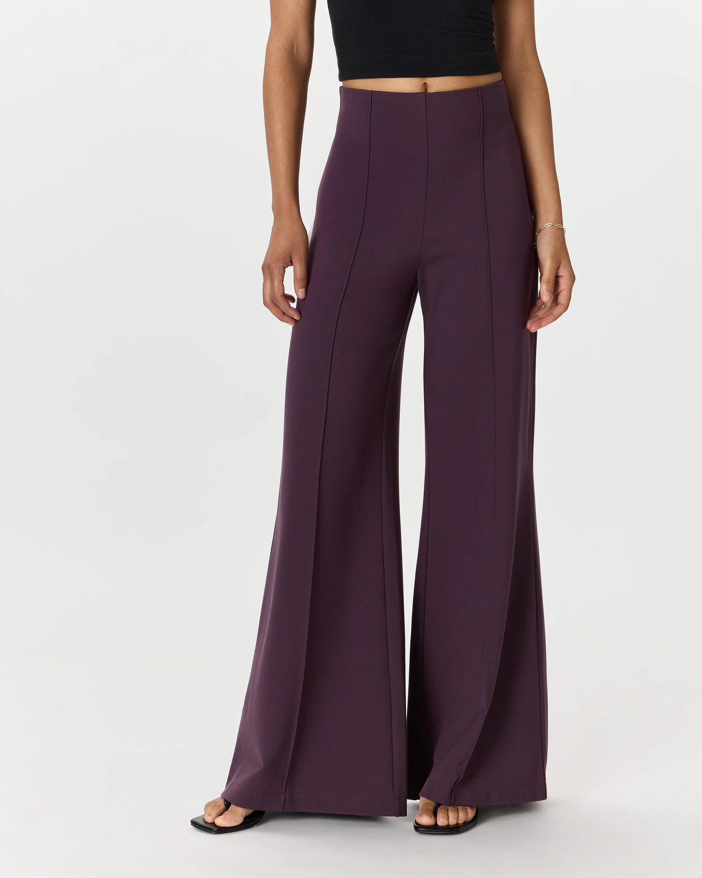 Ultra-Stretch Ponte Super Wide Leg Pants - XS / Black