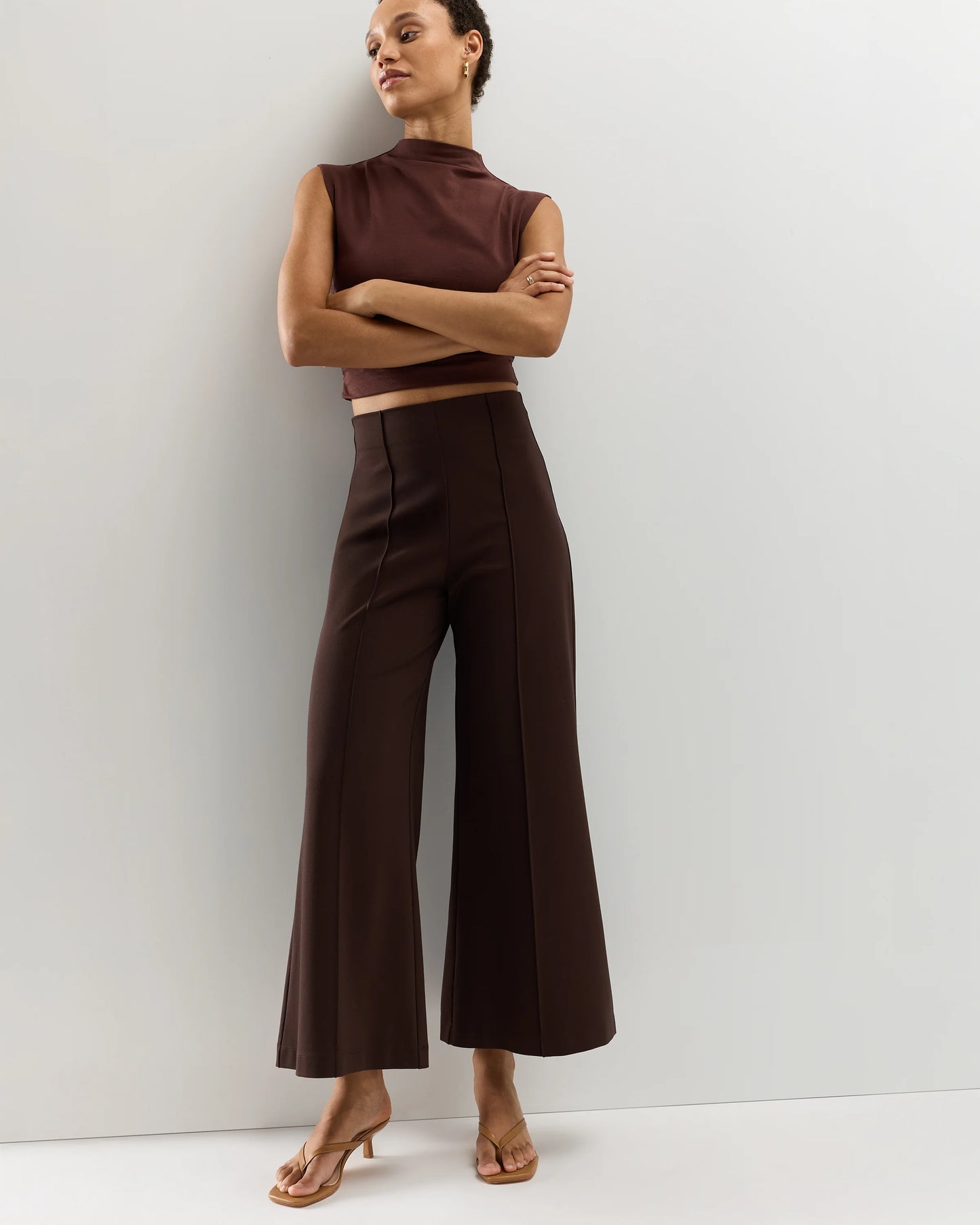 Ultra-Stretch Ponte Super Wide Leg Ankle Pants - XS / Olive