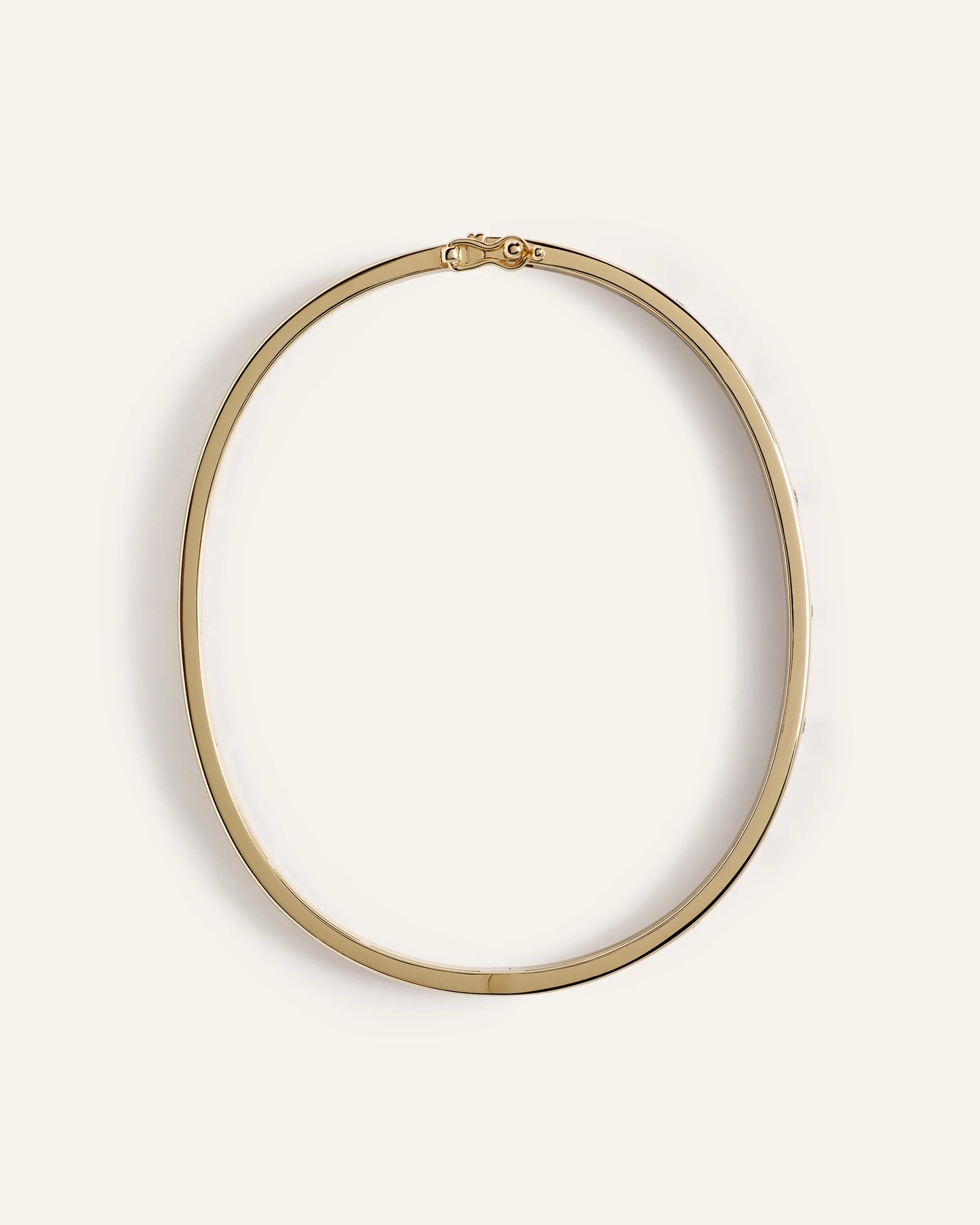 14K Gold Natural Diamond Inlay Bangle - Small / Yellow Gold