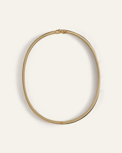 14K Gold Natural Diamond Inlay Bangle - Small / Yellow Gold