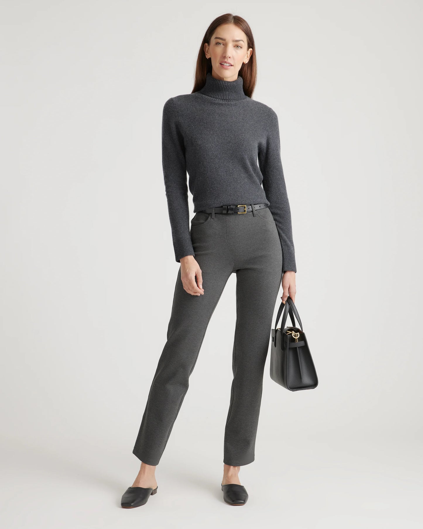 Ultra-Stretch Ponte Straight Leg 4-Pocket Pants - XS / Navy