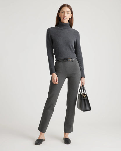 Ultra-Stretch Ponte Straight Leg 4-Pocket Pants - XS / Navy