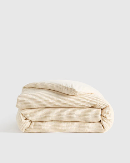 Organic Waffle Duvet Cover - Twin / White