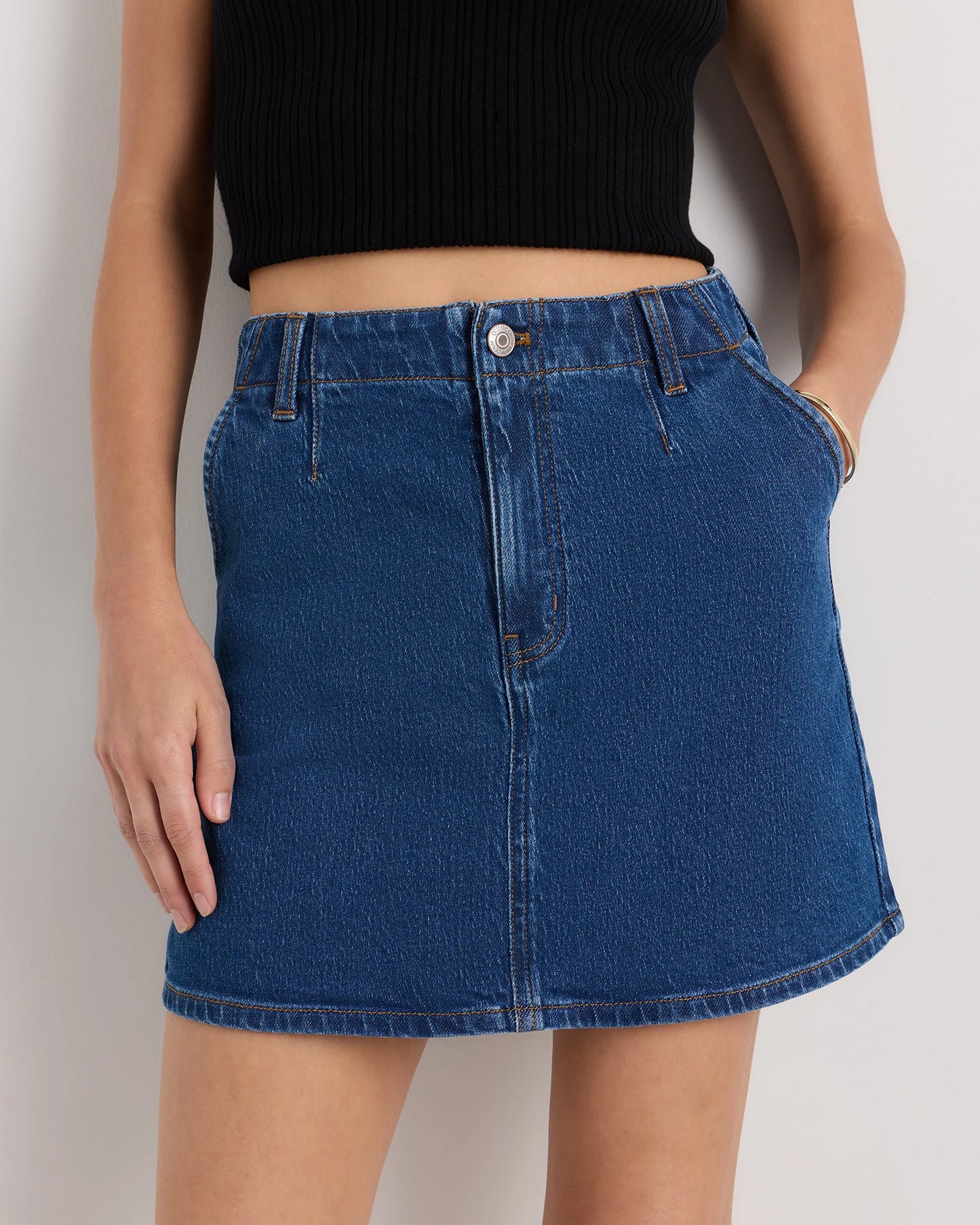Stretch Denim Mini Skirt - 24 / Obsidian Blue