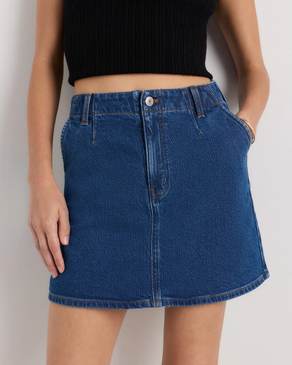 Stretch Denim Mini Skirt - 24 / Obsidian Blue