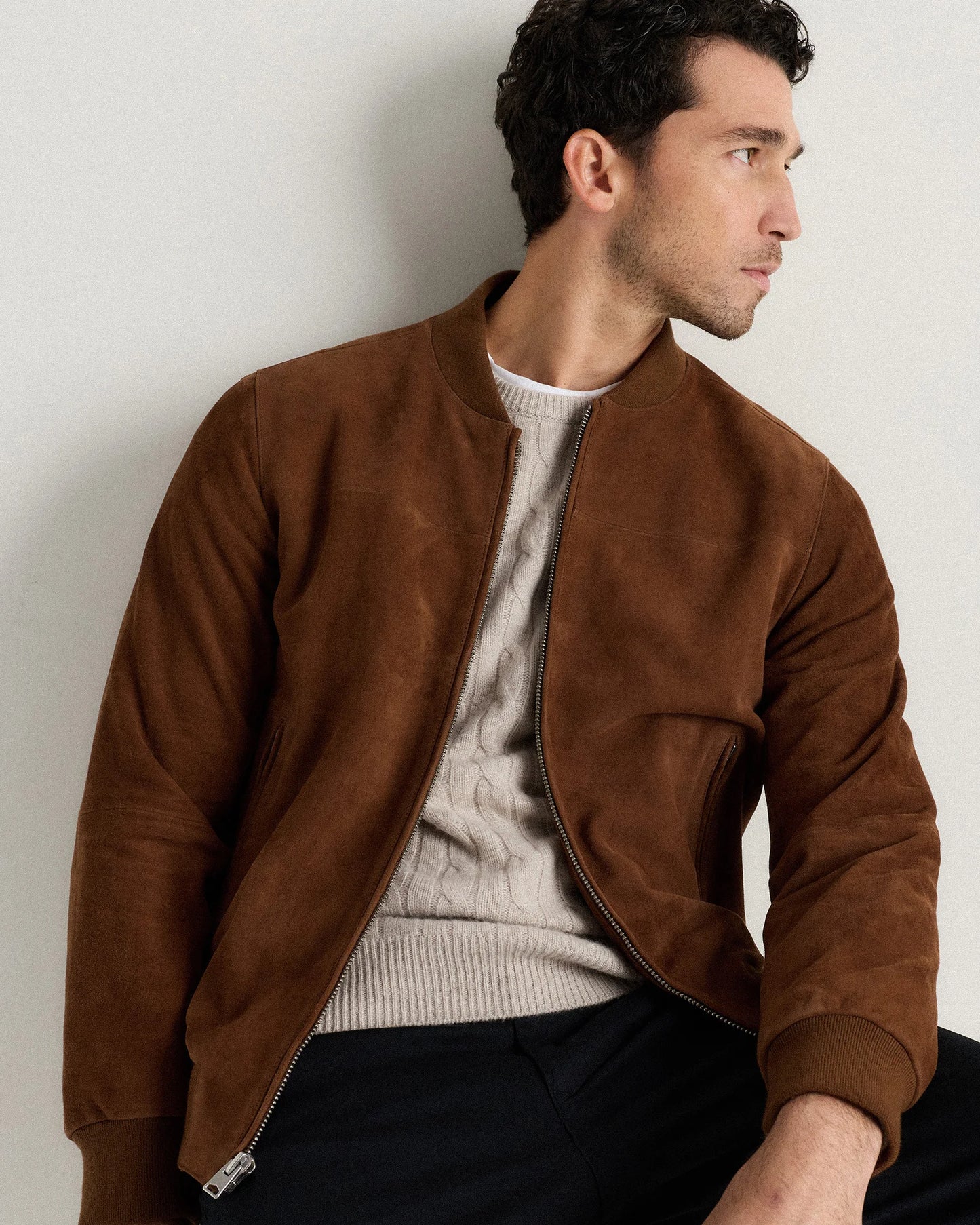 100% Suede Bomber Jacket - XS / True Black