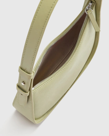 Italian Leather Asymmetrical Mini Shoulder Bag - One Size / Shell Pink