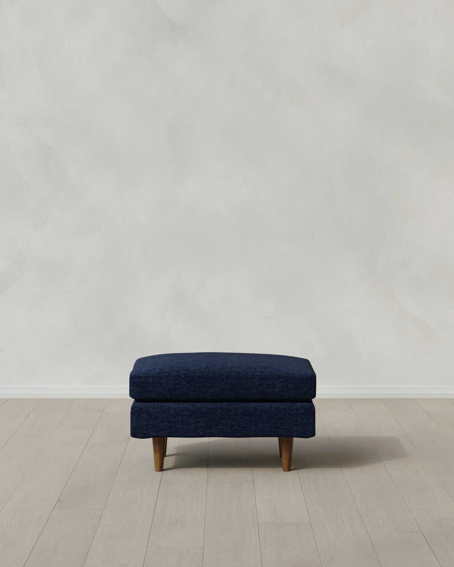 Atlas Midcentury Ottoman in Performance Chenille Linen Blend - 31.5" / Snow