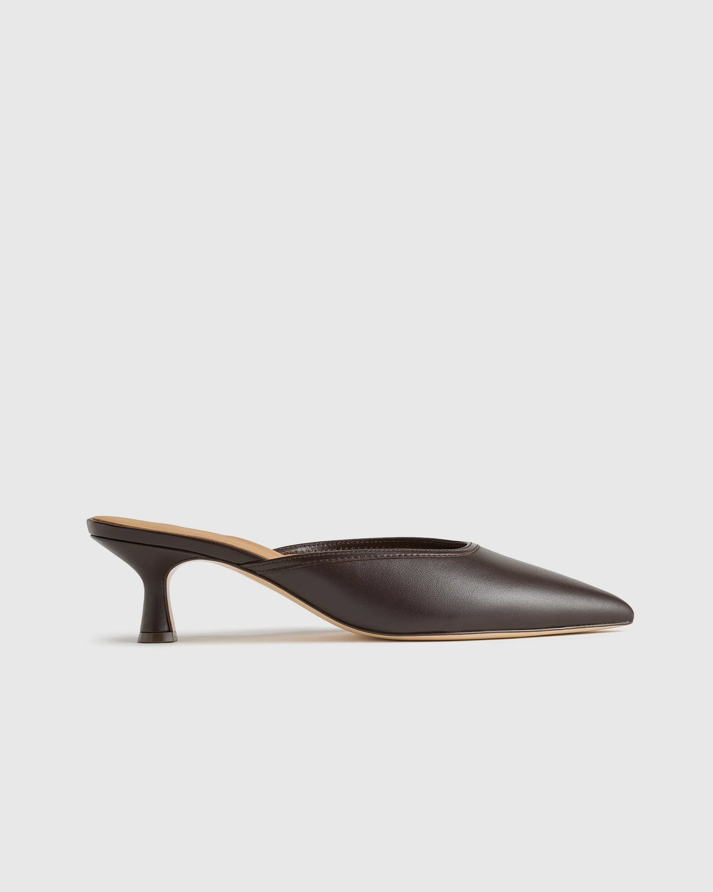 Italian Leather 55mm Kitten Heel Mule - 5 / Black