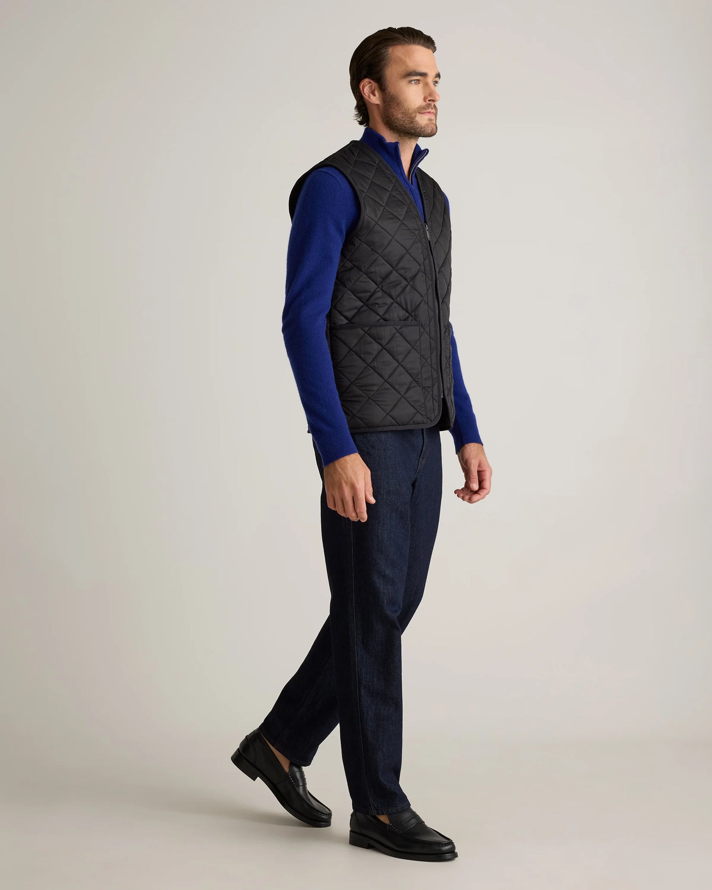 Featherless Quilted Fleece-Lined Liner Vest - S / Black